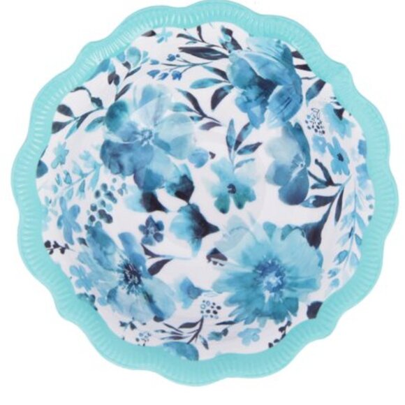 Lot of 3 Pioneer Woman Melamine Dip Bowl Painterly Floral Teal 5.35in 11oz New - Picture 4 of 6